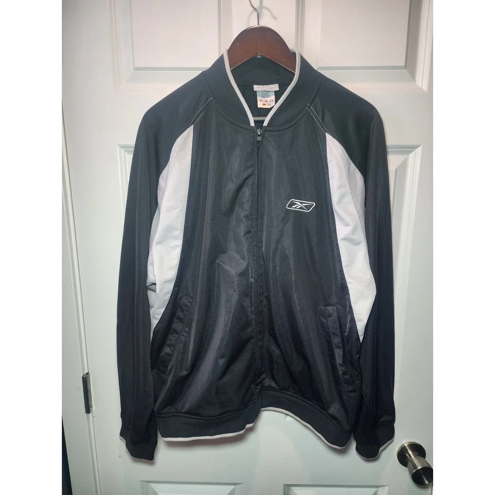 Reebok Men's XL Y2K Vintage Full Zip Track Jacket Vector Logo Athletic Bomber
